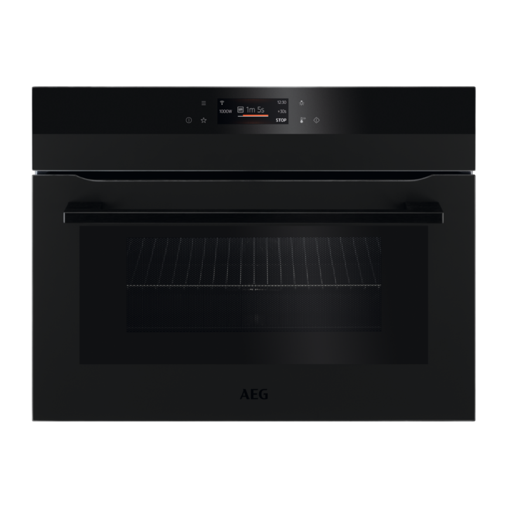 MATT BLACK COMBIQUICK COMPACT MULTIFUNCTION OVEN WITH MICROWAVE AND TOUCH CONTROLS AEG | KMK768080T