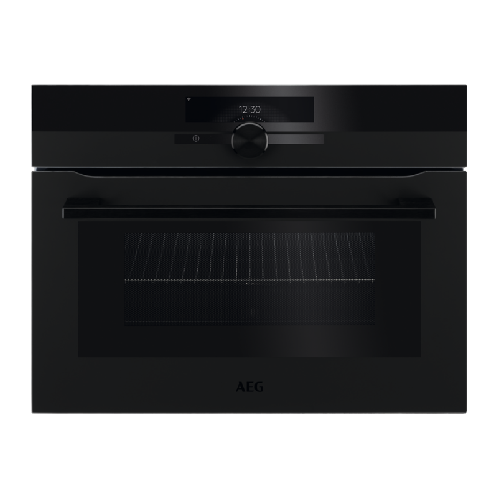 MATT BLACK COMPACT MULTIFUNCTION OVEN WITH GRILL AND MICROWAVE AND COMMAND WHEEL AEG | KMK968000T
